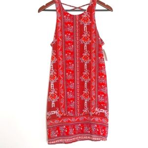 Red Flowy Xtraordinary Sleeveless Dress with criss cross back Size M